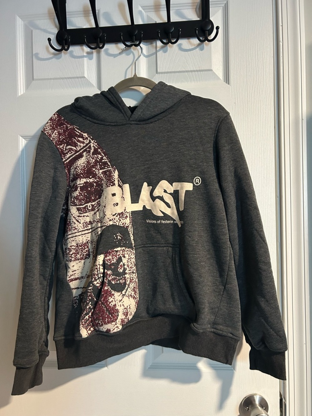 Grey Graphic Hooded Sweatshirt